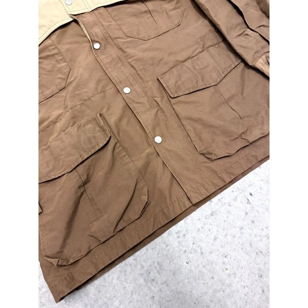 Vtg 80s Force 10 Jacket Mens Large Gore-Tex Brown Zip Snap Hooded Western Yoke